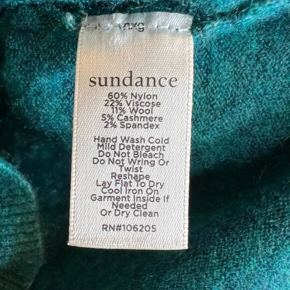SUNDANCE Edwina Henley Cashmere Blend Ruffle Trim Sweater in Teal Green Sz Small - Picture 9 of 9